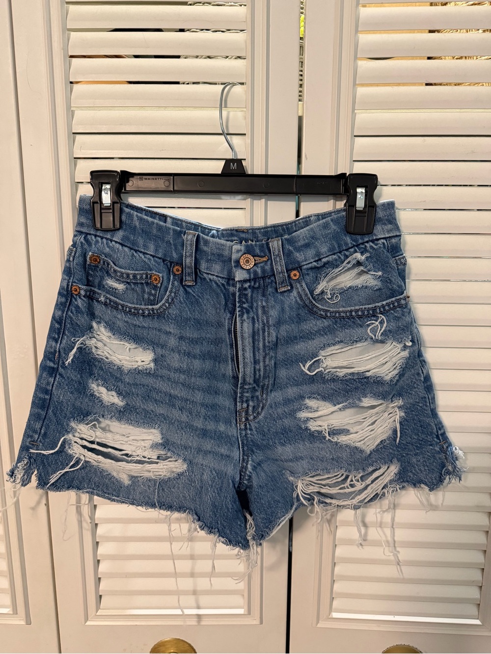 Distressed High Waisted Jean Shorts